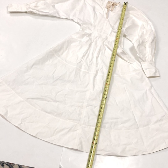 Lee Mathews 0 Dress White Cotton Long Sleeve Open Back Pockets Long Excellent - Picture 8 of 12